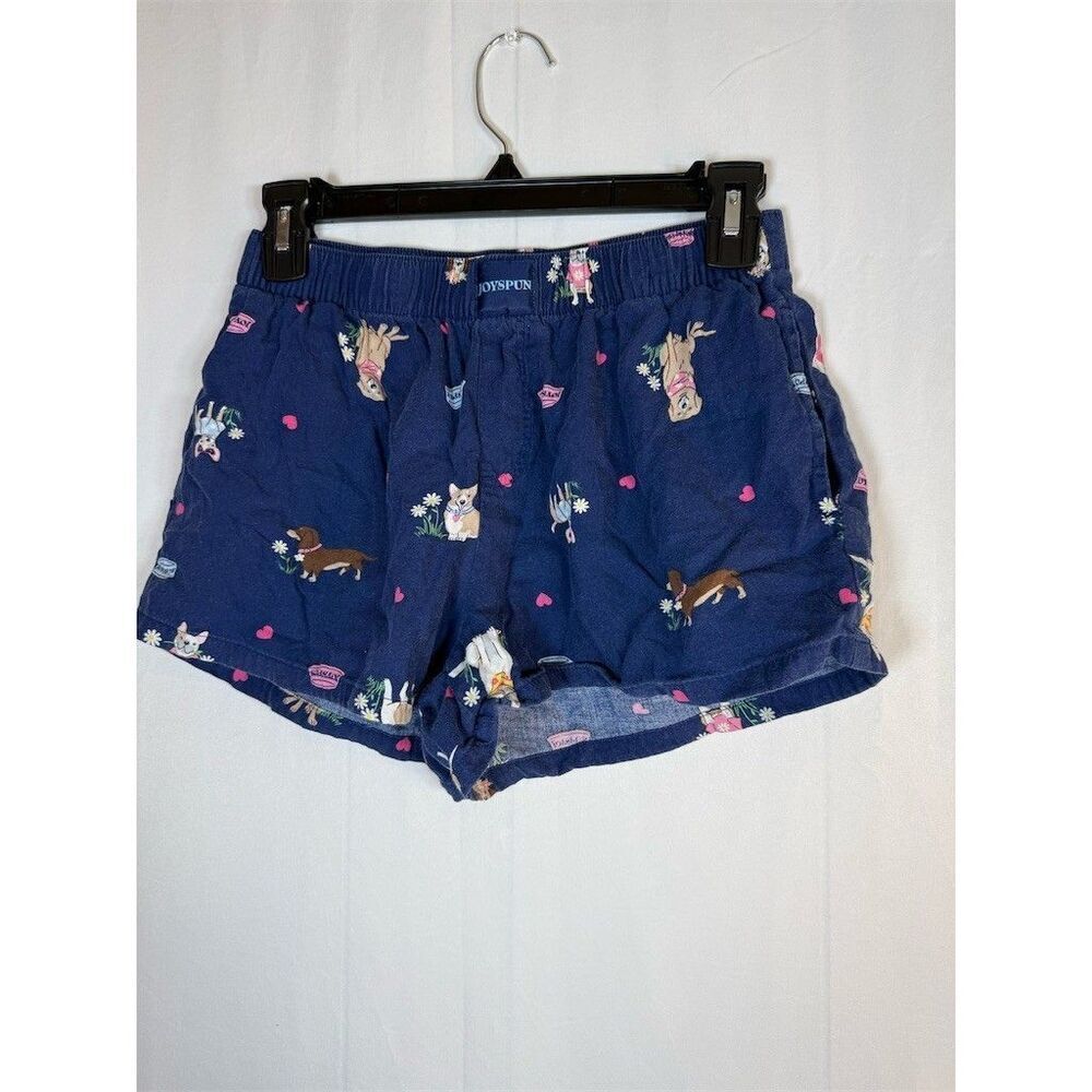 Joyspun Sleep Shorts Womens Size XS Navy Blue Dog Print Hearts Elastic - Picture 5 of 9